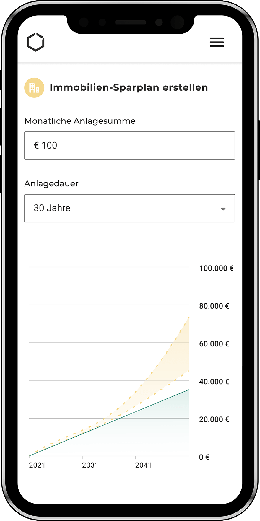 Smartphone mit einem Diagramm auf dem Bildschirm